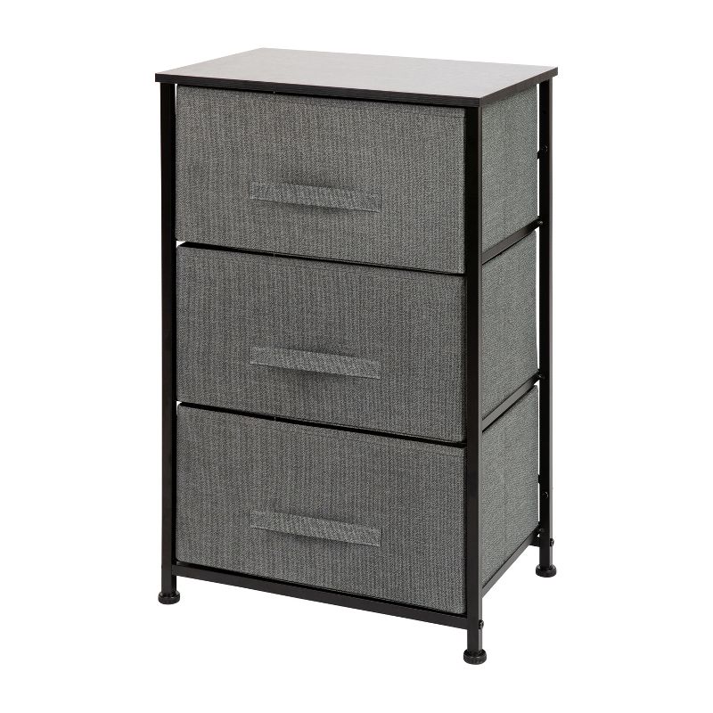 Emma and Oliver 3 Drawer Vertical Storage Dresser with Wood Top & Fabric Pull Drawers, 1 of 9