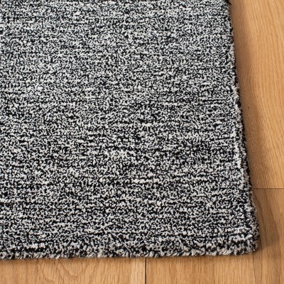 Hand-Tufted Black Wool Rectangular Area Rug