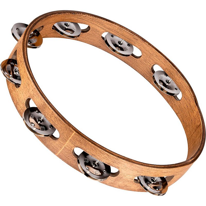MEINL Wood Tambourine with Single Row Stainless Steel Jingles 10 in. Walnut Brown, 1 of 6
