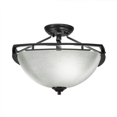 Toltec Lighting Uptowne 3 - Light Flush Mount in  Dark Granite with 13.5" White Muslin Shade