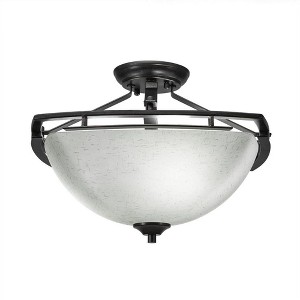 Toltec Lighting Uptowne 3 - Light Flush Mount in  Dark Granite with 13.5" White Muslin Shade - 1 of 1