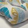 Leaf Block Outdoor/Indoor Blown Bench Cushion Teal/Citron - Pillow Perfect - 2 of 4