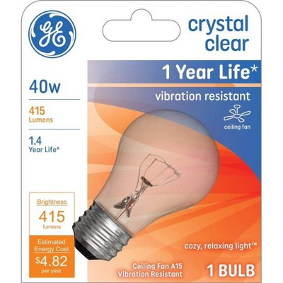 General Electric 40W A15 White Light for Ceiling Fan Clear