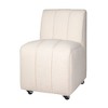 Jofran,Contemporary Modern Ivory Boucle Upholstered Dining Chair with Wheels (Set of 2) - 3 of 4