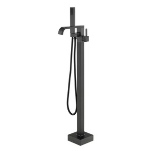 CASAINC Floor Mounted Freestanding Single Handle Bathtub Tub Filler with Hand Sprayer, Matte Black - 1 of 4