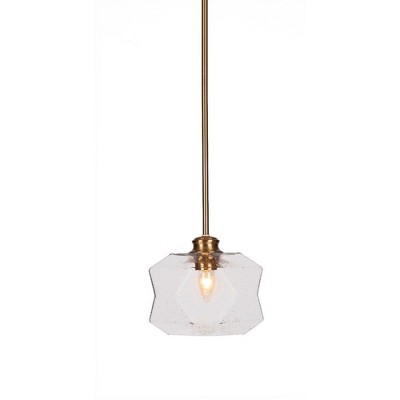 Toltec Lighting Rocklin 1 - Light Pendant in  New Aged Brass with 8.75" Clear Bubble Shade