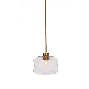 Toltec Lighting Rocklin 1 - Light Pendant in  New Aged Brass with 8.75" Clear Bubble Shade - 1 of 1