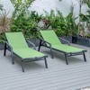 LeisureMod Marlin Patio Chaise Lounge Chair With Armrests in Black Aluminum Frame Set of 2 - 4 of 4