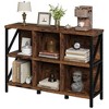 6 Cube Storage Organizer, Industrial Horizontal Bookshelf with Metal Frame, Thick wooden Low & Long bookshelf - 3 of 4