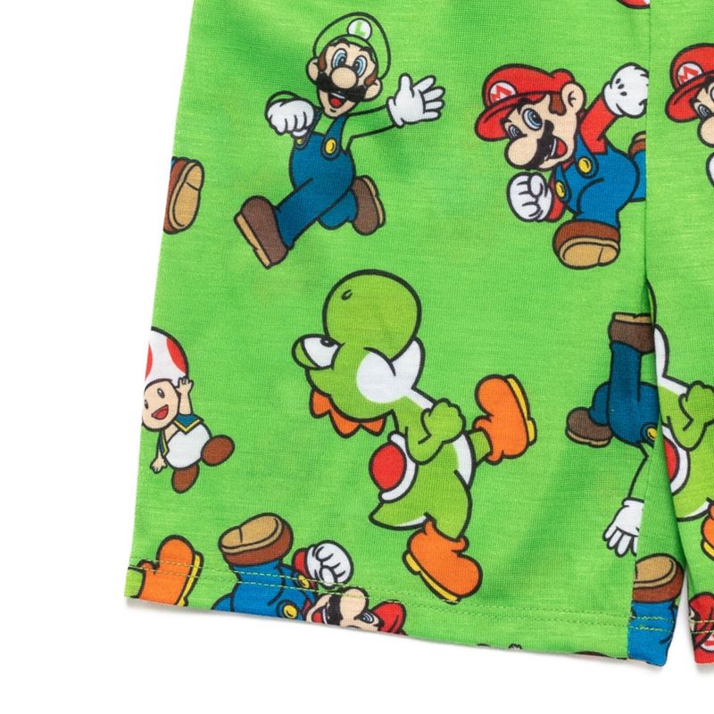 SUPER MARIO Nintendo Yoshi Luigi Pajama Shirt and Shorts Sleep Set Toddler , 4 of 7