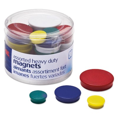 Officemate Assorted Heavy-Duty Magnets Circles Assorted Sizes & Colors 30/Tub 92501