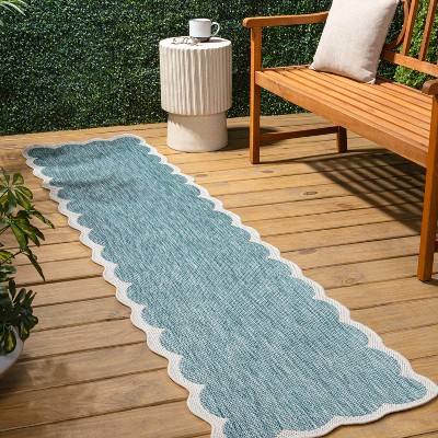 JONATHAN Y Alice Classic Cottage Two-Tone Scalloped Indoor/Outdoor Area Rug
