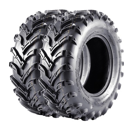 24x11-10 6PR TL UTV ATV Tire - All Terrain 24x11x10 Tires, Rim 10x9, OD 24in, SW 11in, Max Load 440lbs each Tire, LCI/SI 52F