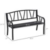 50" Outdoor Bench, Metal Garden Bench with V-Shaped Pattern Backrest, Porch Bench with Slatted Seat for Park, Lawn - 3 of 4
