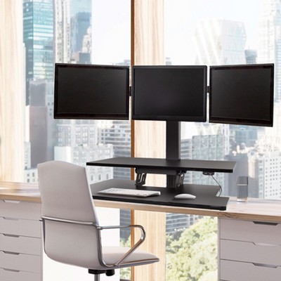 Techtonic Triple Monitor Electric Standing Desk Converter - Black