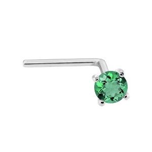 Jewelry Avalanche 22G 14K Gold L-shape Nose Stud with Emerald Gemstone - 1 of 2