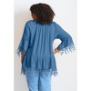 Avenue Women's Plus Size Crochet Fringe Trim Tunic - 3 of 4