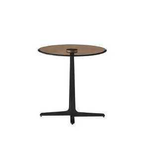 Vynxaria Series 19.69 in. Brown Glass Round Metal Top End Table with Modern Accent Base - 1 of 4