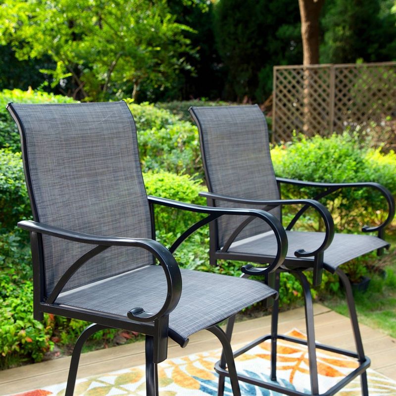 2pk Outdoor Swivel Bar Stools with Metal Frame &#38; Sling Fabric - Captiva Designs, 5 of 12