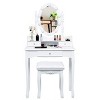 Tangkula Mirrored Vanity Table Set Lighted Makeup Dresser w/ Drawers - 2 of 4