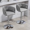360°Swivel Bar Stools Set of 2, Adjustable Counter Height Bar Chairs with Woven Back & Footrest,for Kitchen Island, Cafe, Pub - 2 of 4