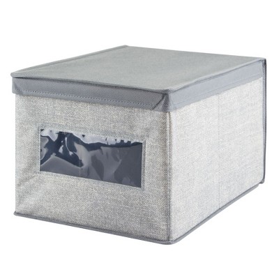 mDesign Stackable Fabric Closet Storage Organizer Box, Lid, 2 Pack - Gray