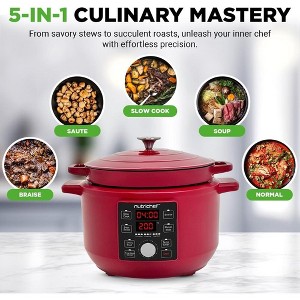 NutriChef 6 Qt Electric Dutch Oven, 5-in-1 Cast Iron Pot with Lid - 1 of 4