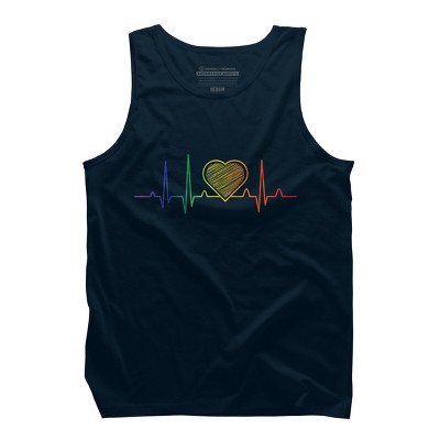 Adult Design By Humans Rainbow Pride Heartbeat Love For All By Avocato Tank Top
