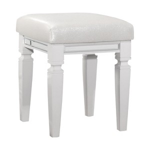 Sapphtopaz Modern Glam Ottoman Stool with PU Upholstered Square Small Vanity Stool with Wood Frame Foot Stool for Living Room, Entryway - 1 of 4