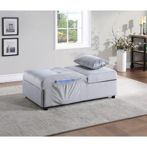 TiramisuBest Modern Lift Top Storage Bench with Pull-out Bed 1pc Dark Blue Velvet Tufted Solid Wood Furniture--Dark Blue - 1 of 4
