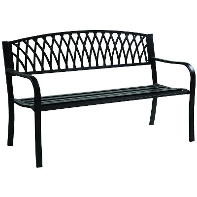 Living Accents Black Cast Iron Grass Back Park Bench 33.46 in. H X 50 in. L X 23.62 in. D