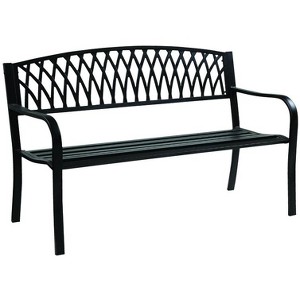 Living Accents Black Cast Iron Grass Back Park Bench 33.46 in. H X 50 in. L X 23.62 in. D - 1 of 1