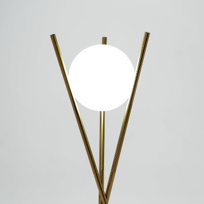 Solstice Gold Glass Globe Floor Lamp with Adjustable LED Light