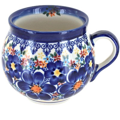 Blue Rose Polish Pottery Blue Dahlia Bubble Mug