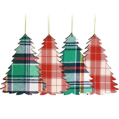 Gibson Holiday Tree Ornament 4 Piece Set in Red and Green