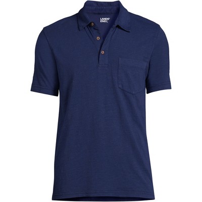 Lands' End Men's Tall Short Sleeve Slub Pocket Polo Large Tall Deep