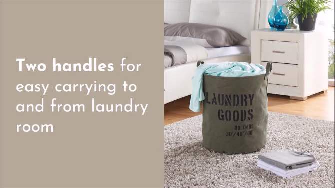Danya B. Army Canvas Laundry Bucket Dusty Olive, 2 of 7, play video