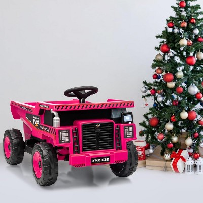 12V Kids Ride-On Dump Truck, Electric Construction Vehicle with 2x35W Motors, Motorized Dump Bed, Extra Shovel, and Remote Control