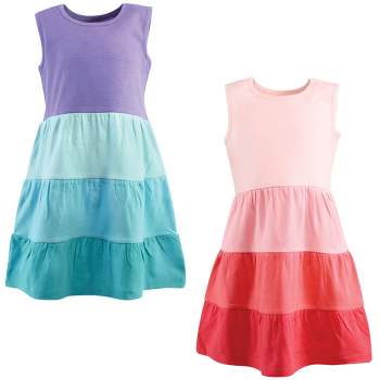 Hudson Baby Baby Girls Cotton Dresses, Ombre Coral Teal