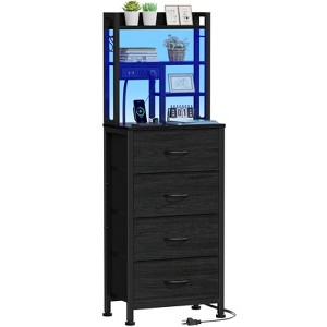 Furnulem Tall Night Stand, 4 Fabric Drawers and 4 Tier Storage Shelf - 1 of 4