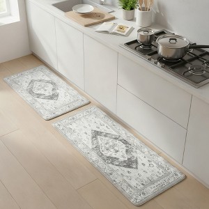 BAGOKIE 2 Pieces Cushioned Anti Fatigue Kitchen Rugs and Mats Set, 17.3"x47"+ 17.3"x29" - 1 of 4