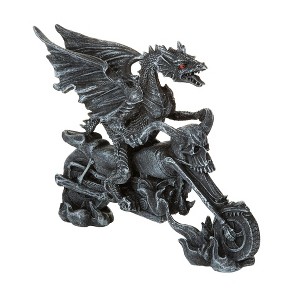 Design Toscano Biker Dragon on Skeleton Chopper Statue - 1 of 4