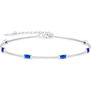 Dainty Sterling Silver Birthstone Bracelet, Simple Charm Link Jewelry, Birthday Anniversary Christmas Gift for Women - 1 of 4