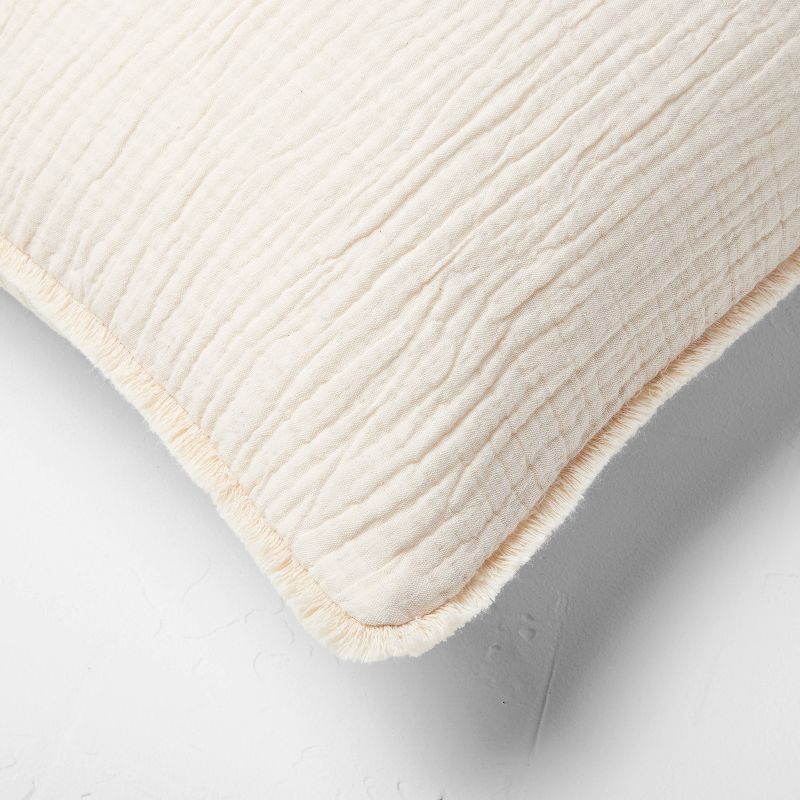 Lumbar Textured Chambray Cotton Bed Decorative Throw Pillow  - Casaluna™, 4 of 5