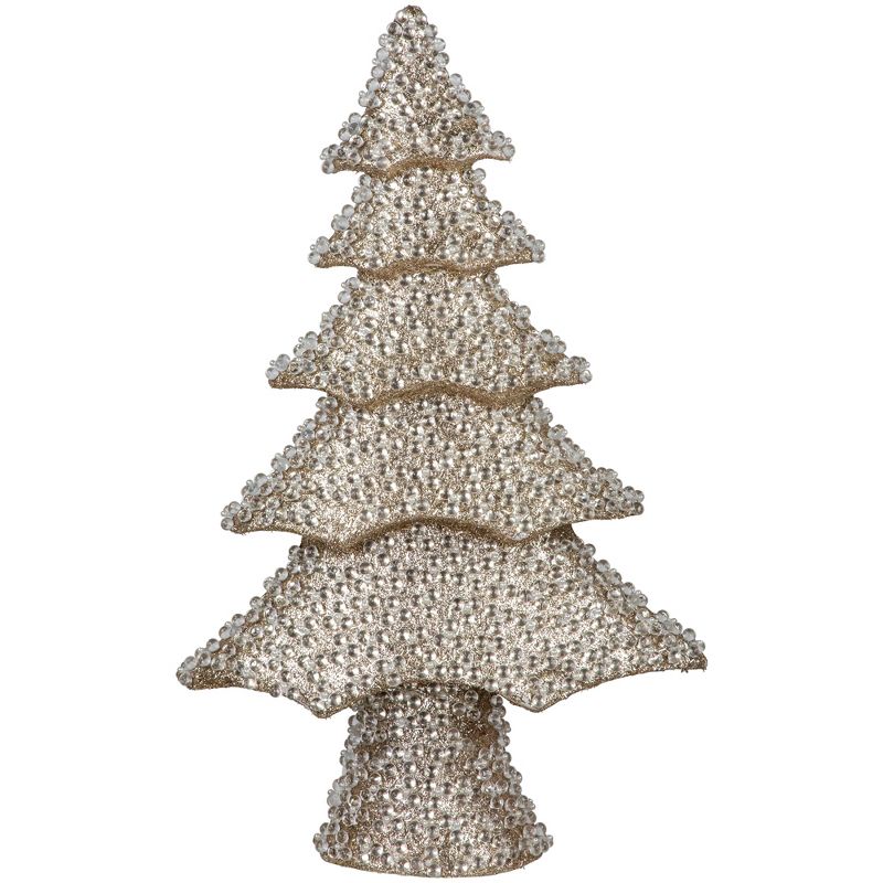 Northlight 20.5" Clear Beads and Gold Glitter Christmas Tree, 1 of 7
