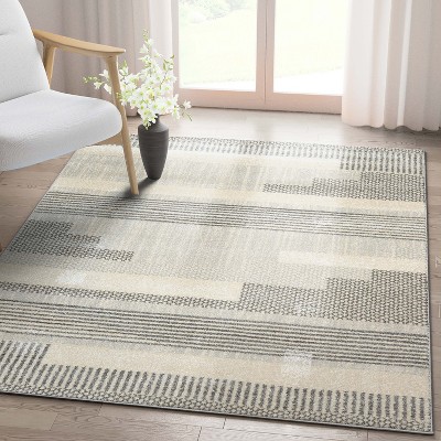 Athena Light Grey Geometric Synthetic Area Rug 7'10" x 9'10"