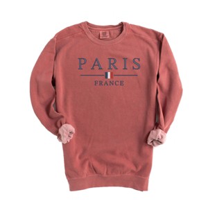 Simply Sage Market Embroidered Paris France Flag Garment Dyed Sweatshirt - 1 of 4