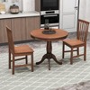 Tangkula 3-Piece Dining Kitchen Table Dining Set Mid-Century Round WoodenTable & 2 Chairs - 4 of 4