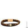Steeltime Men's leather, beads and stainless steel layered bracelet. Color Options: Silver, Gold - 3 of 4
