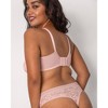 Curvy Couture Women's Plus Size No-Show Lace High Cut Thong Panty Blushing Rose S - 2 of 4